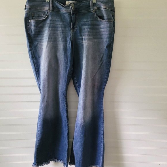 torrid Denim - Torrid Womens Jeans Size 18R Bootcut Blue Distressed Frayed Hems Fringe